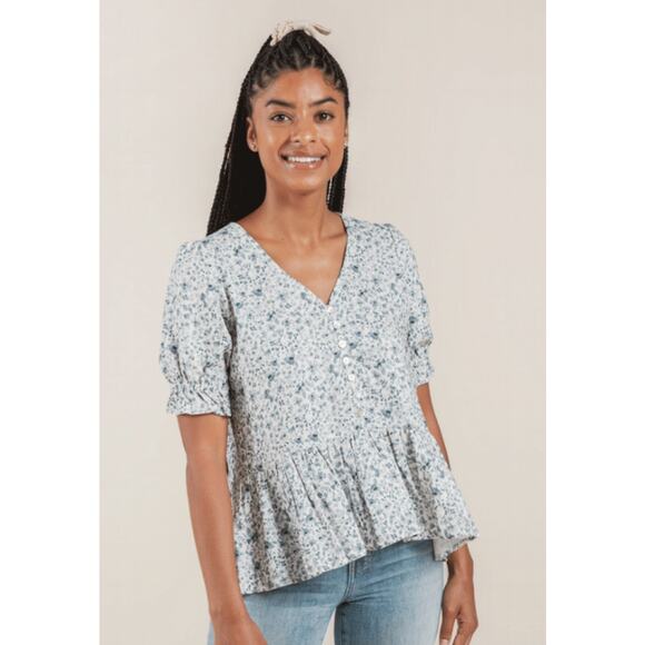 Rylee + Cru blue floral Maddie blouse nwt Small - Picture 2 of 5